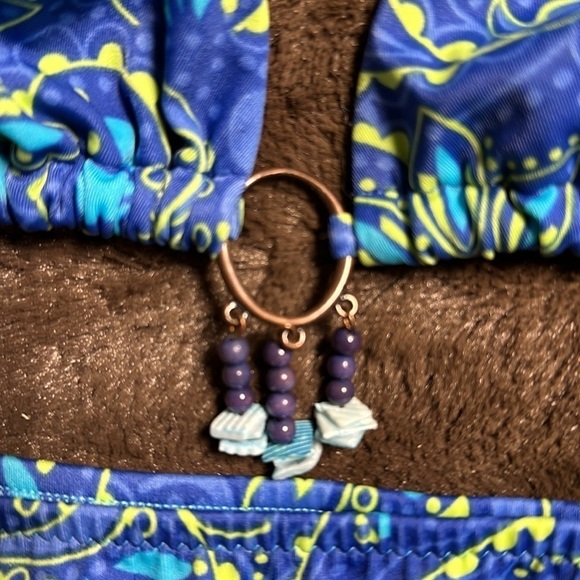 VICTORIAS SECRET String Bikini. Blue Floral Sz M/L - Picture 4 of 8